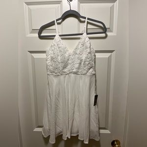 LuLu's Women's White Lace Spaghetti Strap Mini Dress